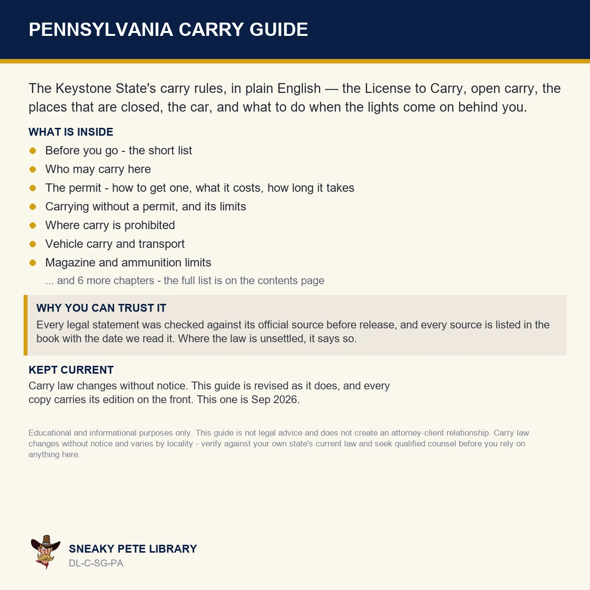 Pennsylvania Carry Guide - back cover