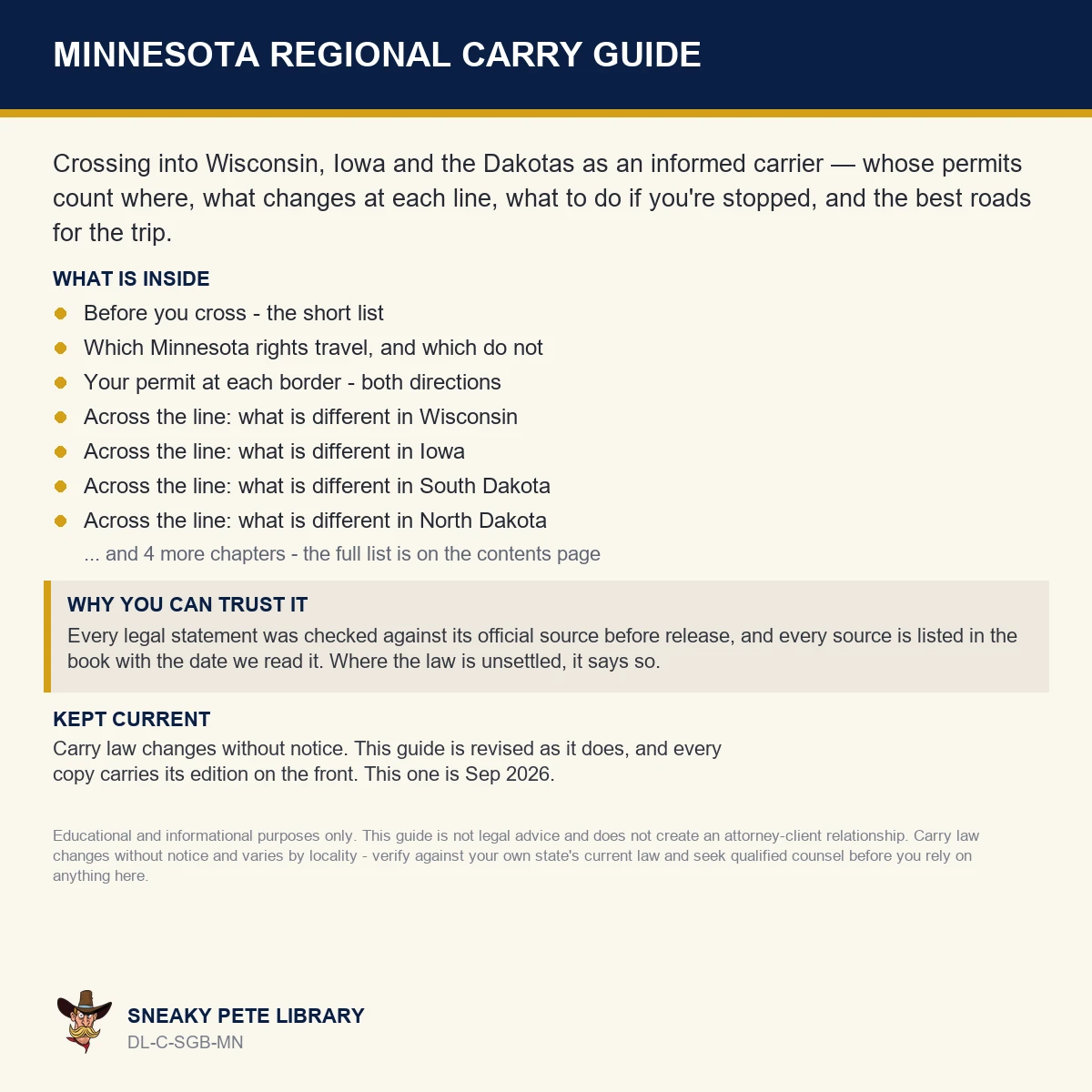 Minnesota Regional Carry Guide - back cover