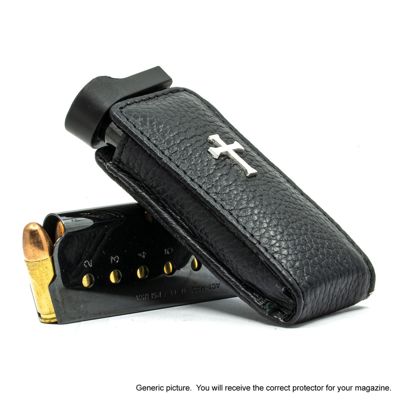 Glock 43X Black Leather Cross Magazine Pocket Protector