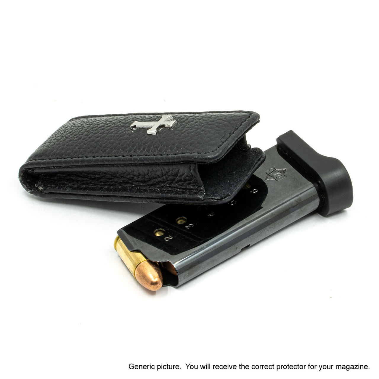 Kahr P380 Black Leather Cross Magazine Pocket Protector