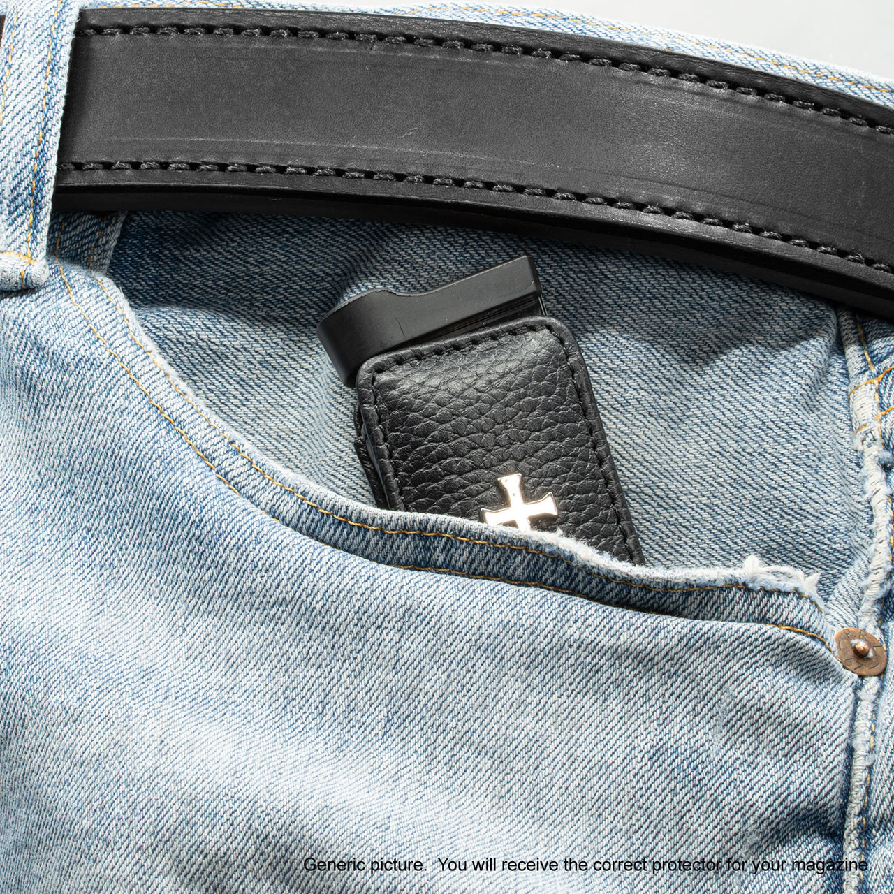 Remington RM380 Black Leather Cross Magazine Pocket Protector