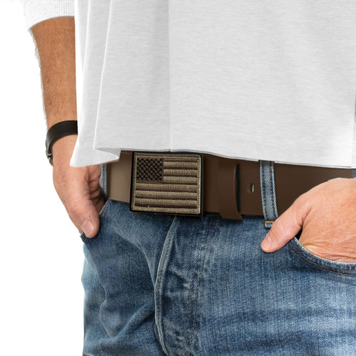American Tan Flag Leather Belt American Tan Flag Leather Belt