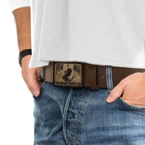 POW MIA Tan Flag Leather Belt POW MIA Tan Flag Leather Belt