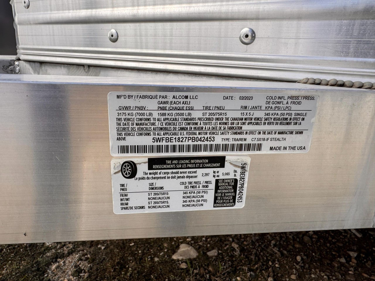 Alcom 2023 Stealth 90"x18' V-Nose Cargo Trailer | Tandem Axle 7K