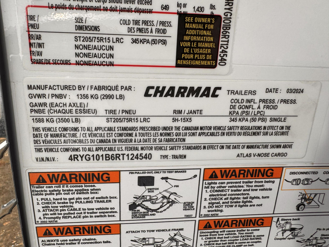 Charmac 2024 Atlas 72"x10' Standard Cargo Trailer | Single Axle