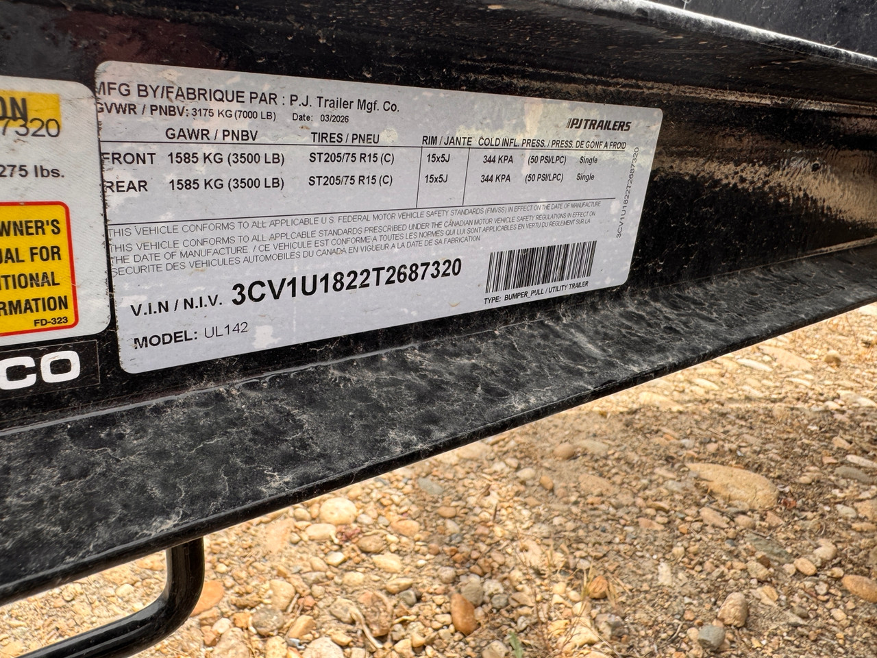 P.J. 2027 UL 83"x14' Utility Trailer | Tandem Axle