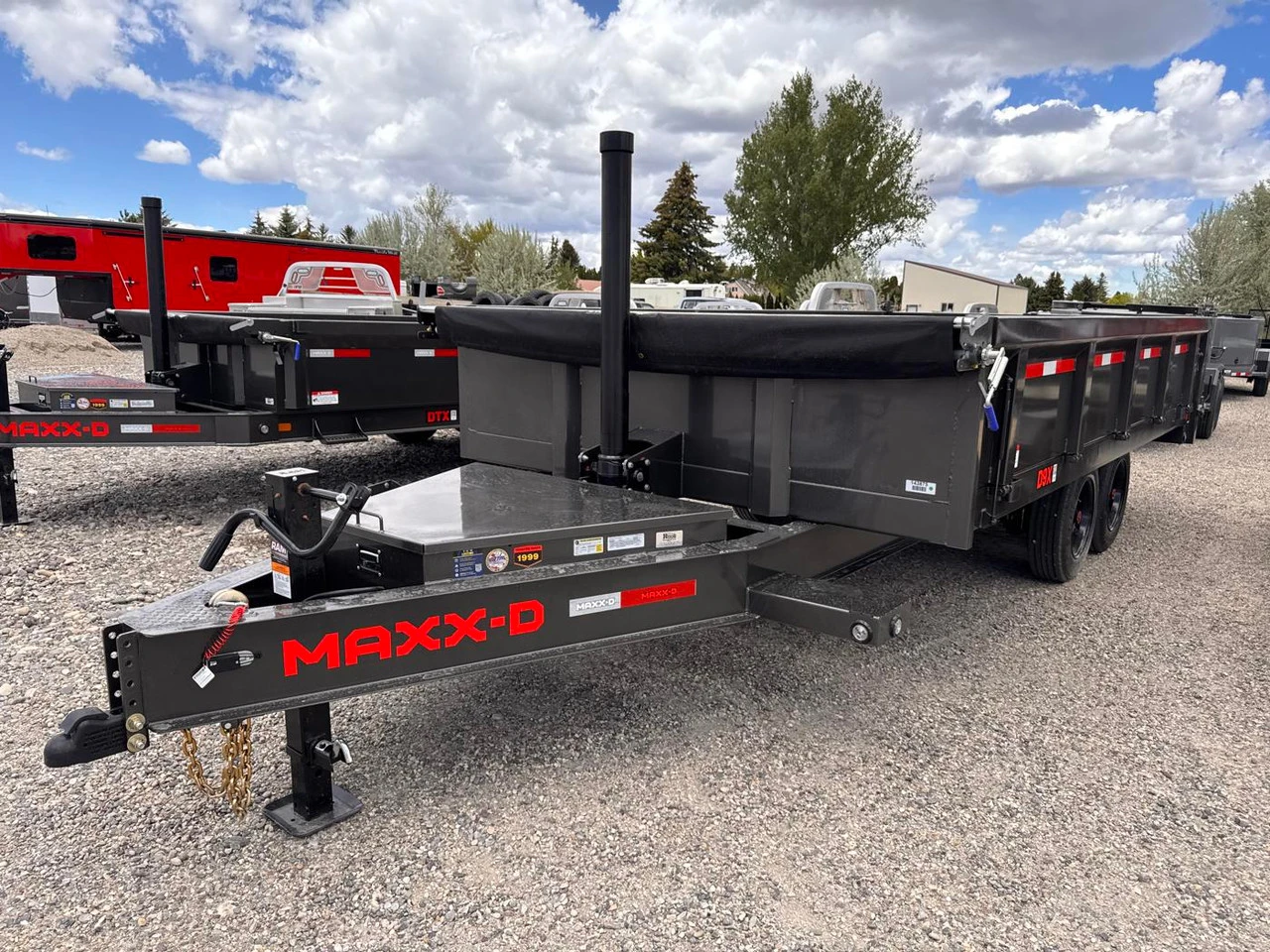 Maxx-D Trailers 2027 D9X 96"X16' Deckover Dump Trailer | Tandem Axle 17.5K, 2 Way Spreader Gate, 10 Guage Floor/Sides, 24" Gas Assisted Drop Sides, Tarp Kit, Wireless Remote