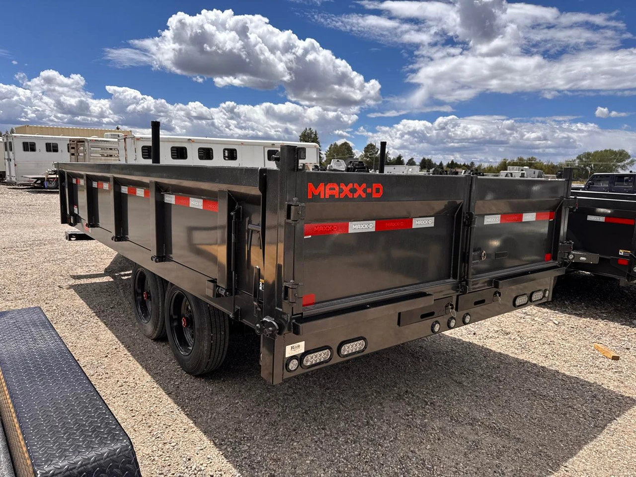 Maxx-D Trailers 2027 D9X 96"X16' Deckover Dump Trailer | Tandem Axle 17.5K, 2 Way Spreader Gate, 10 Guage Floor/Sides, 24" Gas Assisted Drop Sides, Tarp Kit, Wireless Remote