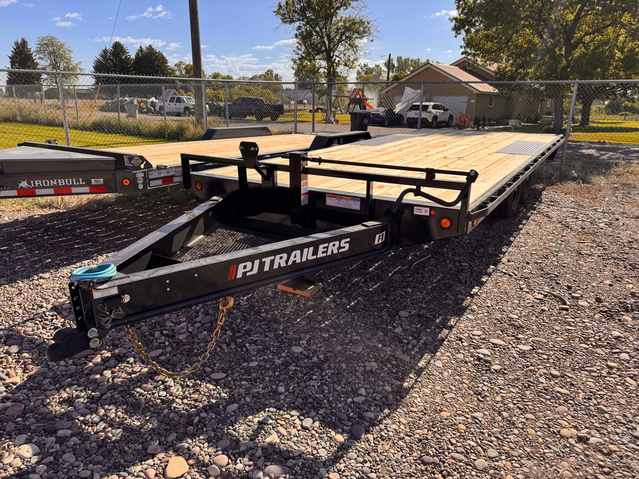 P.J. Trailers 2027 F8 20' Deckover Flatbed | Tandem Axle Axle 10K, Extended Tongue, Open Storage Tray, Slide In Ramps, Straight Deck