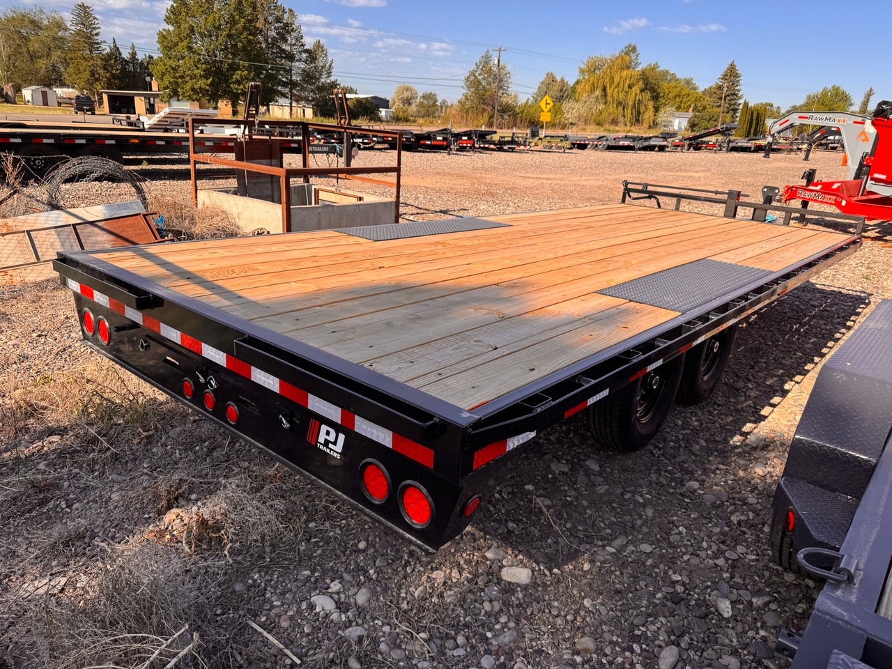 P.J. Trailers 2027 F8 20' Deckover Flatbed | Tandem Axle Axle 10K, Extended Tongue, Open Storage Tray, Slide In Ramps, Straight Deck