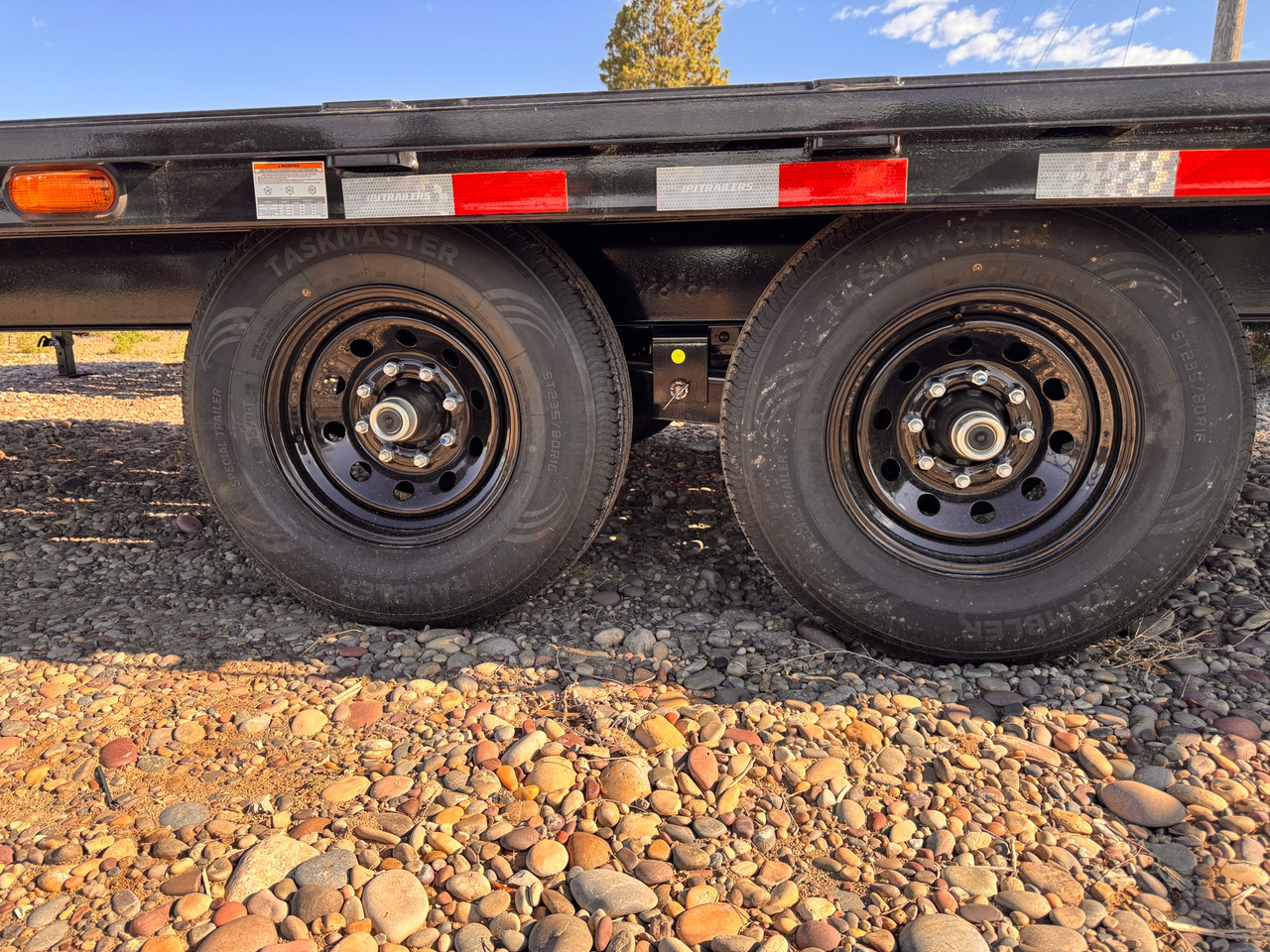 P.J. Trailers 2027 F8 20' Deckover Flatbed | Tandem Axle Axle 10K, Extended Tongue, Open Storage Tray, Slide In Ramps, Straight Deck