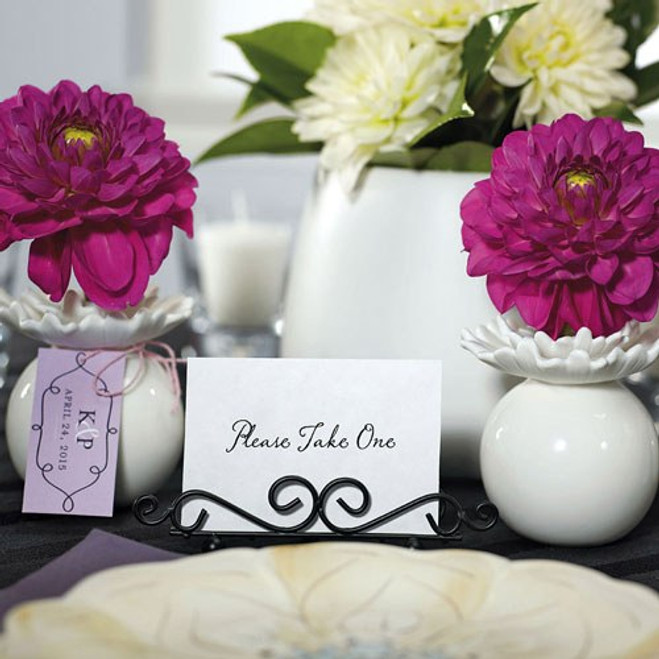 Black Table Number Holders in Ornamental Wire - Short