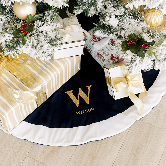 Personalized Tree Skirt - Plush Fabric - Monogram