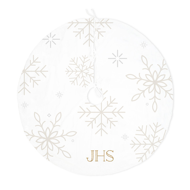 Personalized Christmas Tree Skirt - Falling Snowflakes