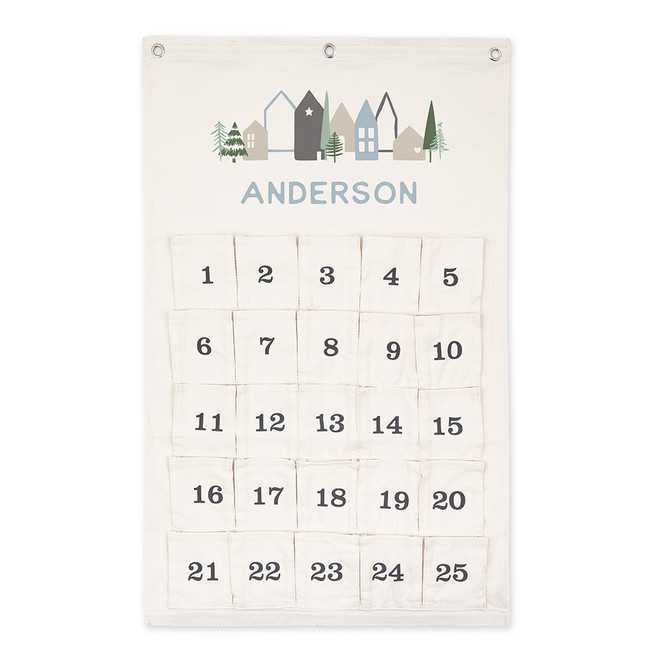 Personalized Advent Calendar - Fabric - Wintry Cottages