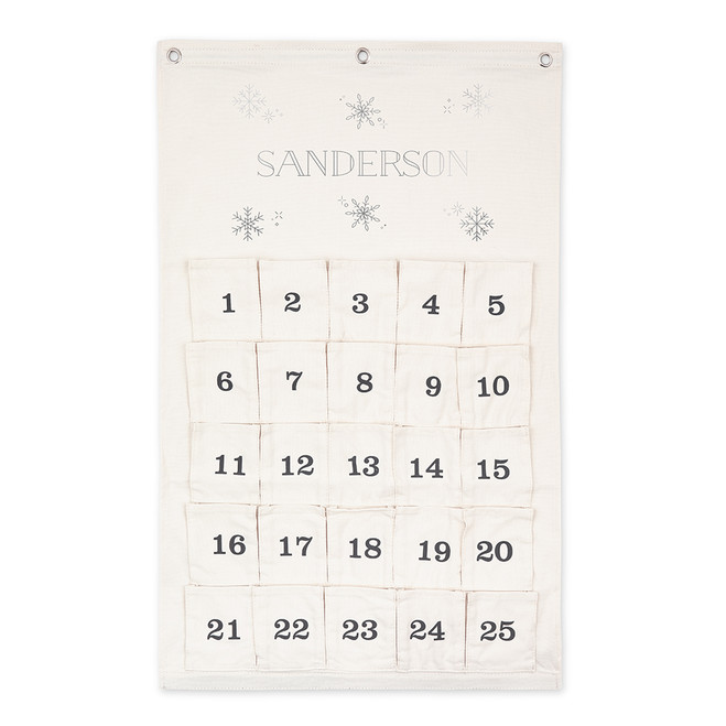 Personalized Advent Calendar - Fabric - Falling Snowflakes 