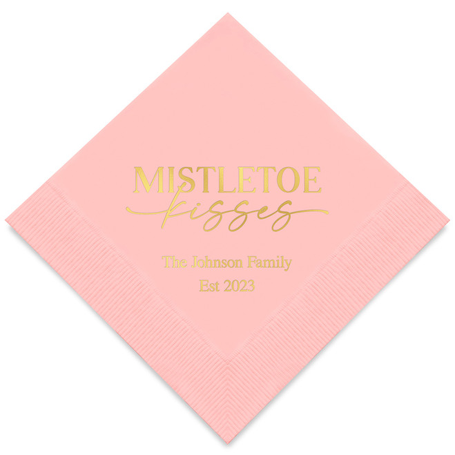 Personalized Holiday Napkins - Mistletoe Kisses