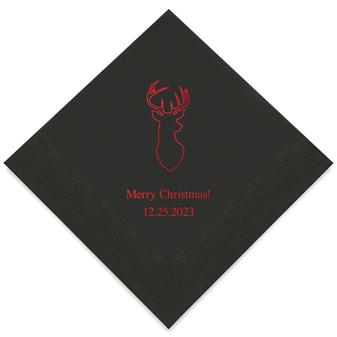 Personalized Holiday Napkins - Christmas Reindeer