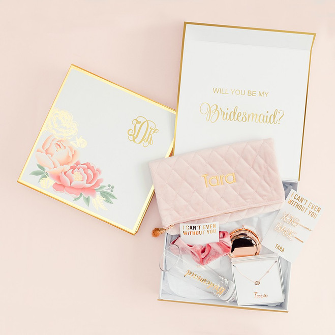 Personalized Bridesmaid Gift Box - Bridesmaid Proposal - Floral Monogram
