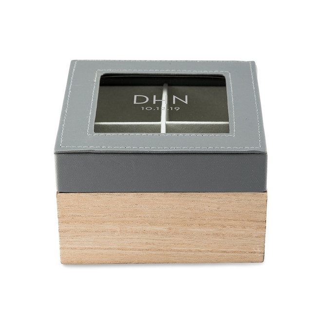 Personalized Keepsake Box - Groomsmen Gift - Wood & Leather - Mod Initials