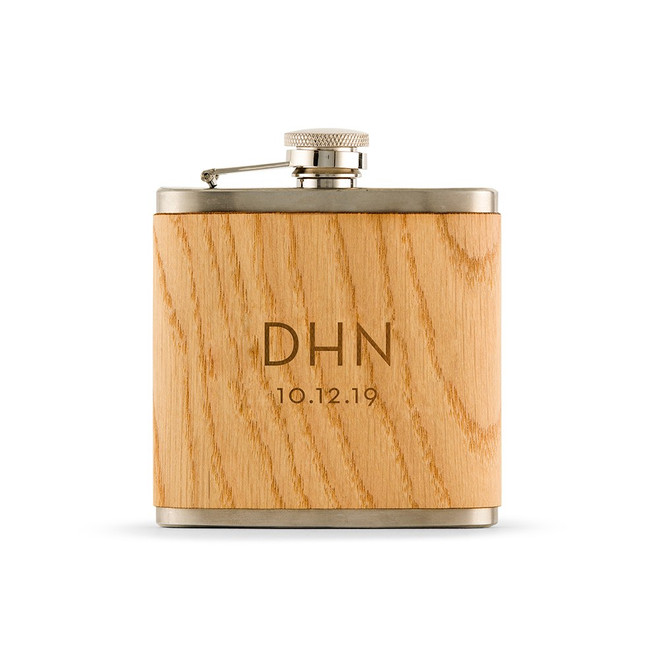 Personalized Wood Flask - Modern Monogram - Groomsmen Gift