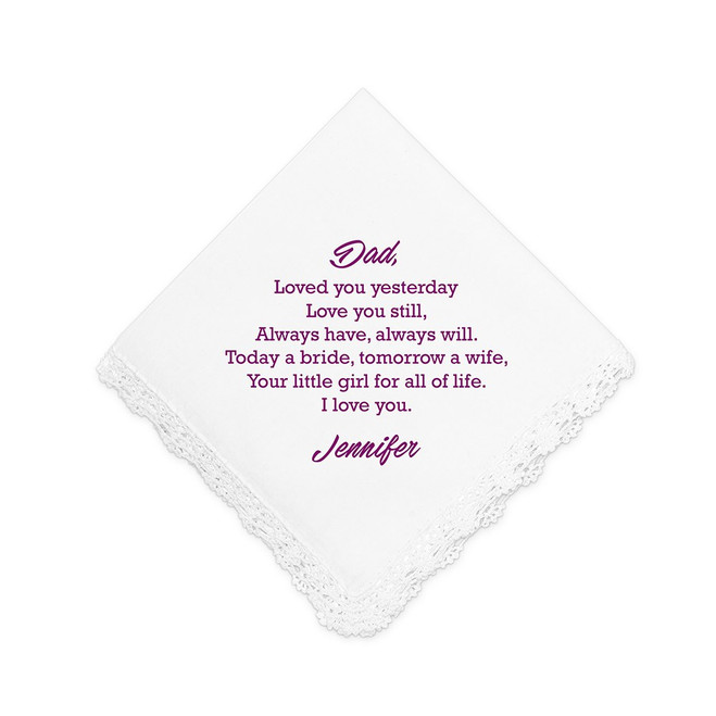 Personalized Handkerchief - White Pocket - Script
