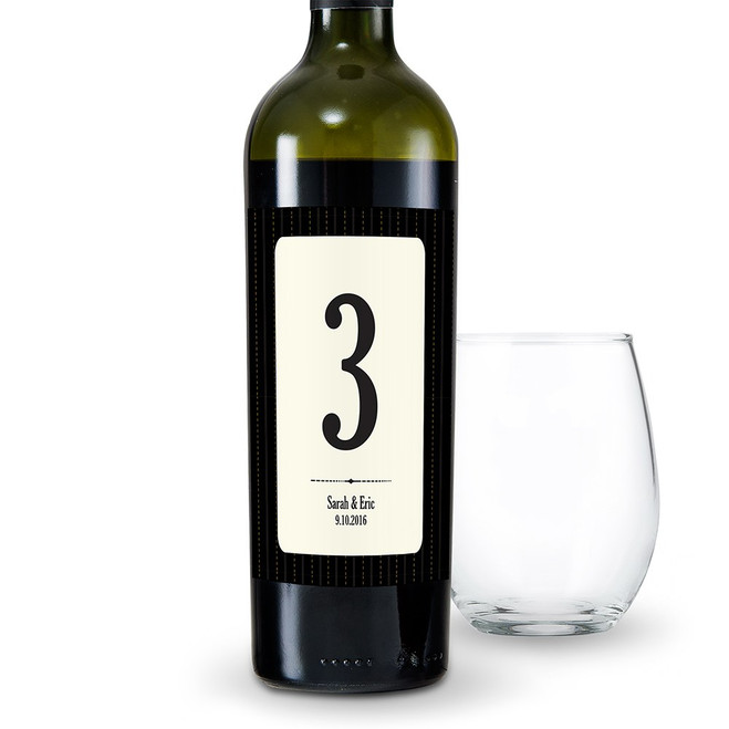 Personalized Wine Bottle Table Numbers - Wedding Reception - Pinstripe