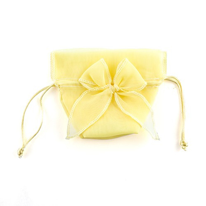 Organza Drawstring Favor Bags with Bow - Lemon Yellow