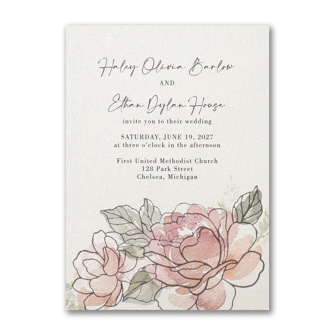 Two-Sided Wedding Invitations - Blooming Pastels