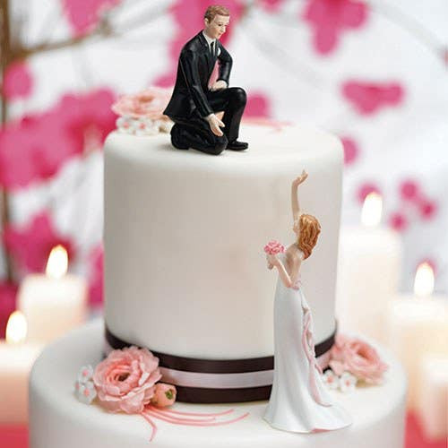 Porcelain Wedding Cake Topper - Reaching Bride & Groom - Romantic
