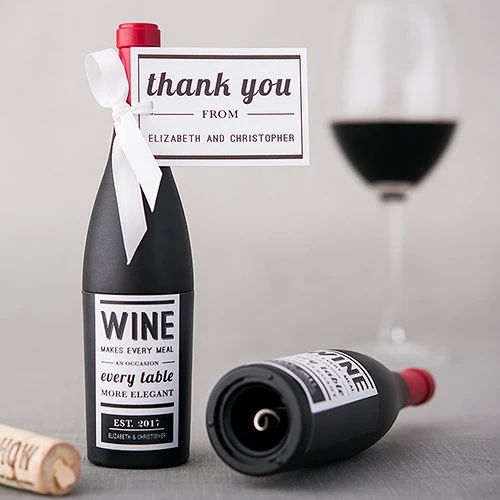 Wine Bottle Shaped Corkscrew Bottle Opener Favor - Bistro Bliss - Modern