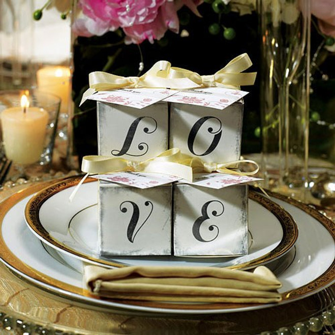 Vintage Style Favor Boxes - L-O-V-E