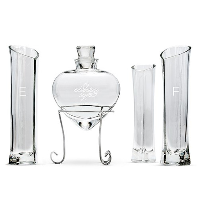 Heart Sand Ceremony Vase Set w/Adventure Begins Engraving