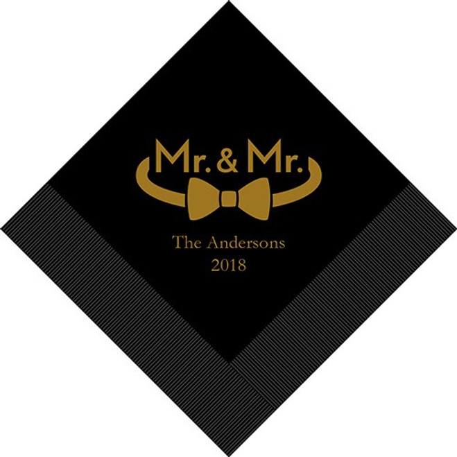 Mr. & Mr. Personalized Napkins - Same Sex