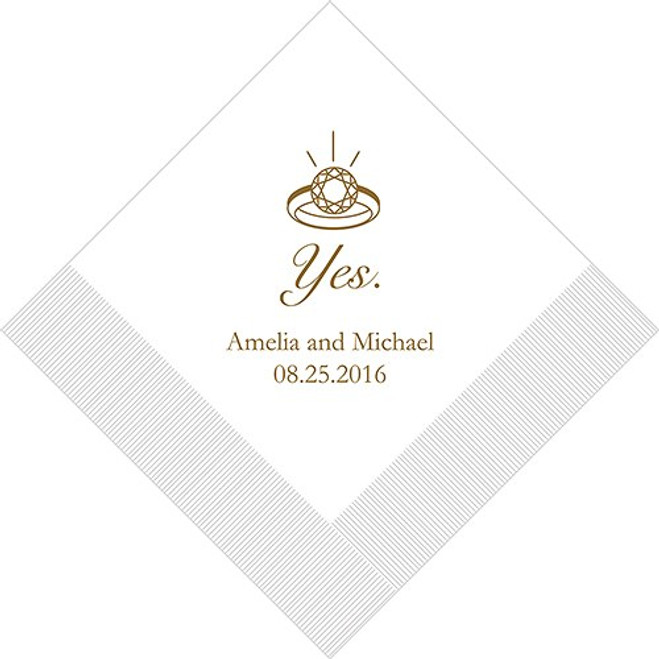 Yes To The Ring Personalized Napkins - Engagement Party