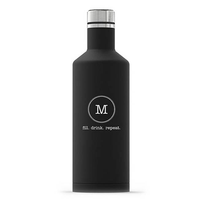 Personalized Travel Bottle - Black - Times Type - Bridesmaid Gift