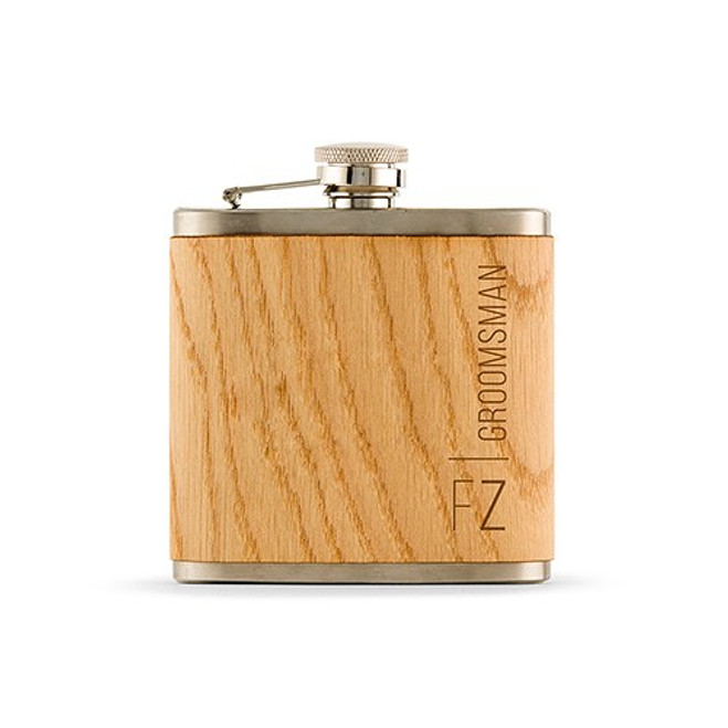 Personalized Wood Flask - Vertical Print - Groomsmen Gift 