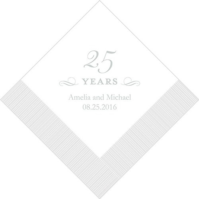 25 Years Personalized Napkins - Custom Printed