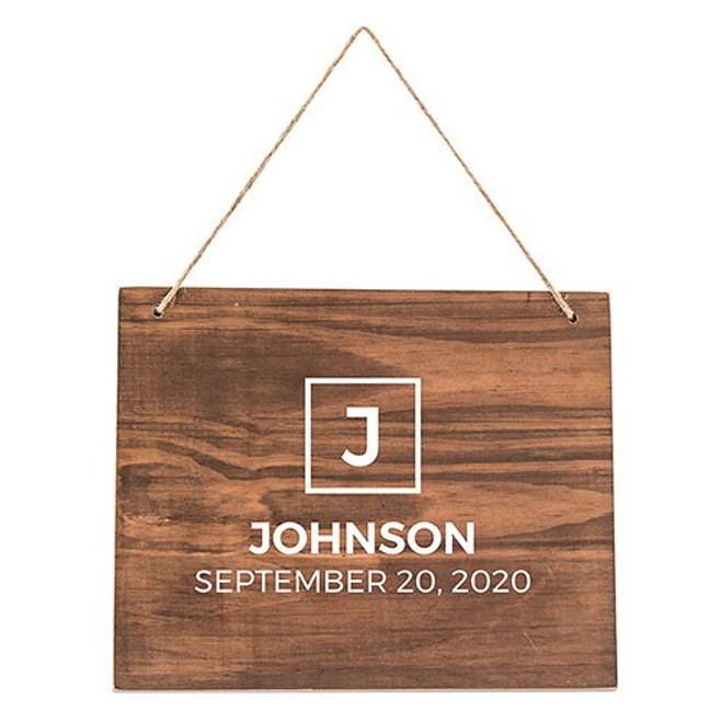 Personalized Wooden Wedding Sign - Block Initial - Medium