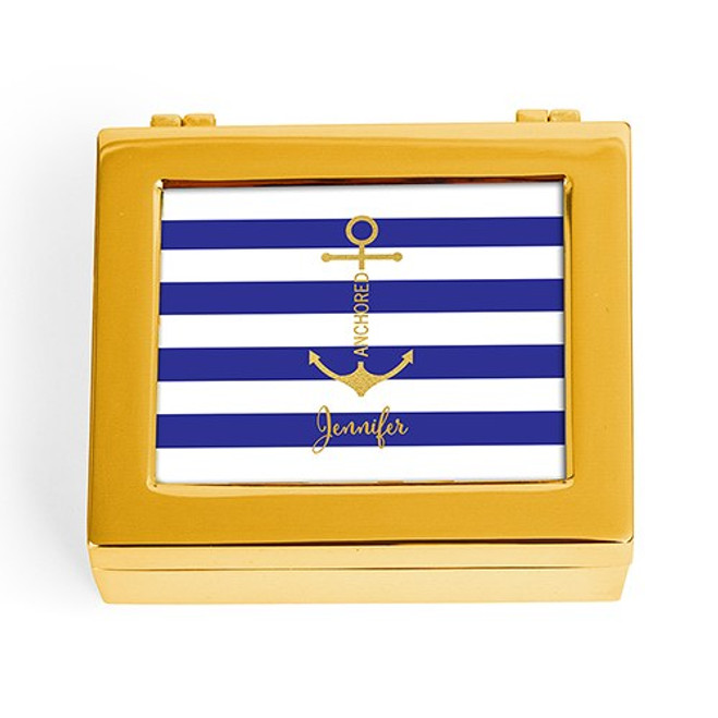 Personalized Jewelry Box - Anchor & Stripes