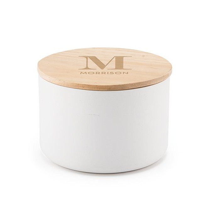 Round Wooden Keepsake Box - Modern Serif 