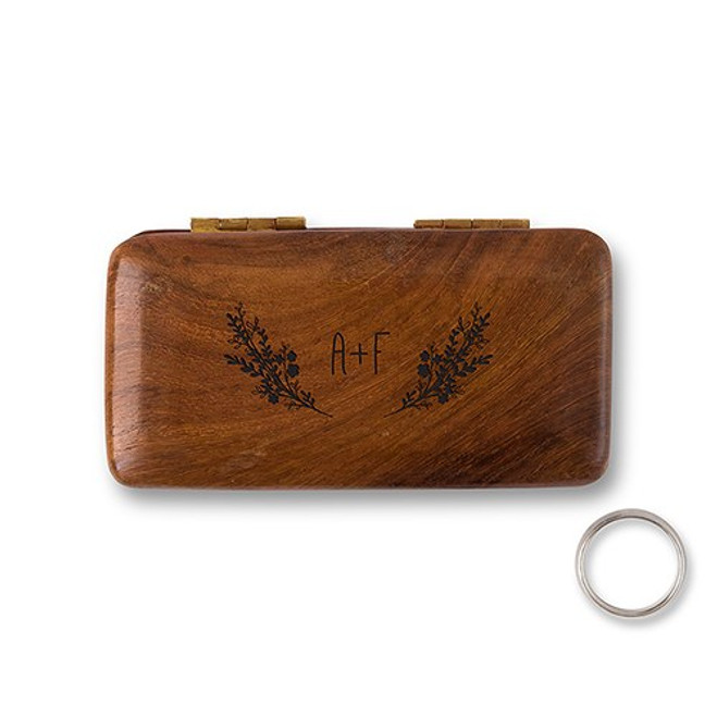 Personalized Wood Wedding Ring Box - Garland Surround