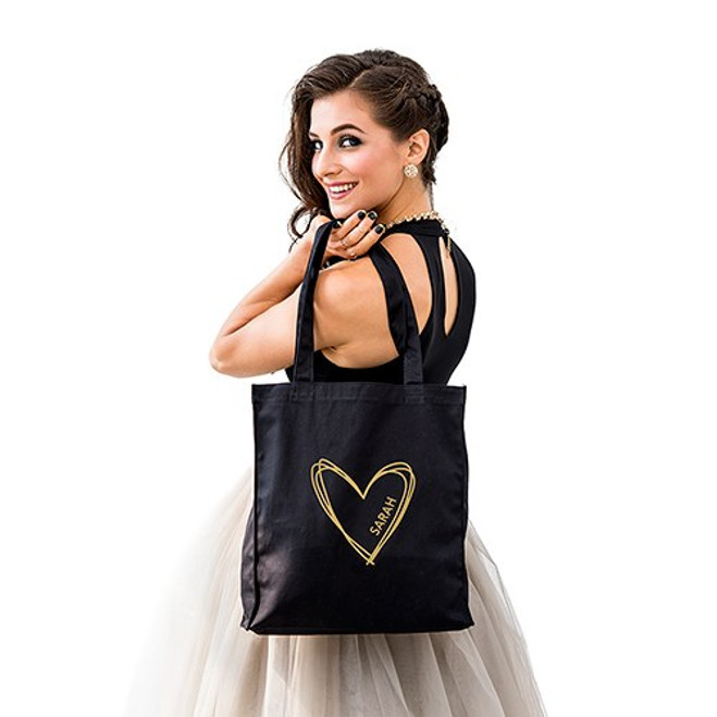 Personalized Bridesmaid Tote Bag - Heart 