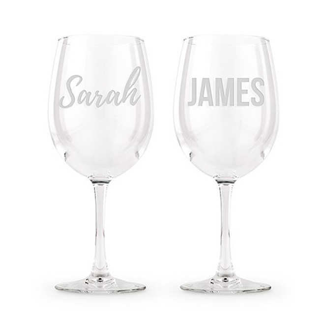 Set of 2 Monogrammed Personalized Wine Glasses