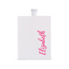 Personalized Flask in White Stainless Steel - Vertical Calligraphy - Fuchsia