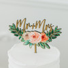 Floral Wedding Cake Topper - Wood - Mr. & Mrs., Happily Ever After, Love Wreath 