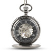 Personalized Mechanical Pocket Watch in Gunmetal - Wrap Text