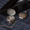 Personalized Mechanical Pocket Watch in Gunmetal - Wrap Text