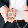 Personalized Mechanical Pocket Watch in Silver - Sans Serif