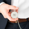 Personalized Mechanical Pocket Watch in Silver - Sans Serif